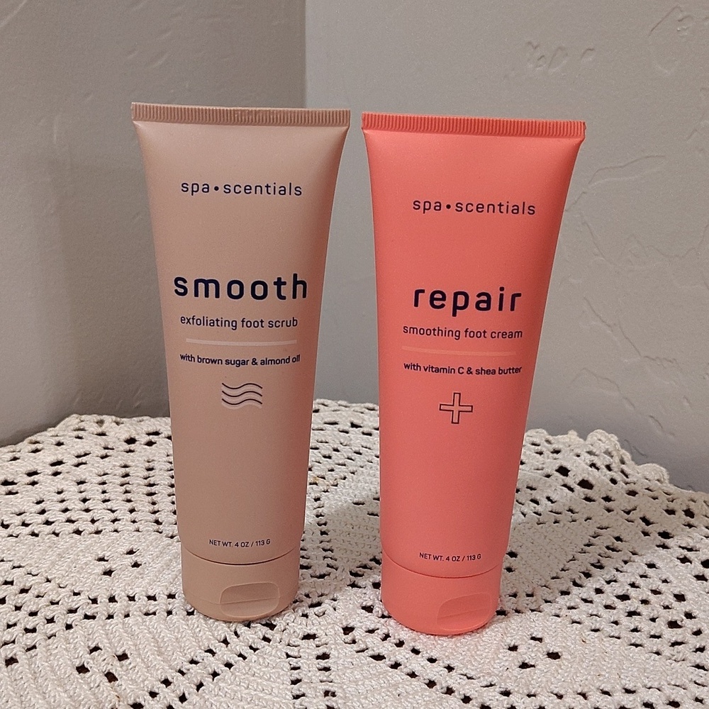 Spa Scentials Foot Care Set - Repair Cream & Smooth Foot Scrub NEW SEALED